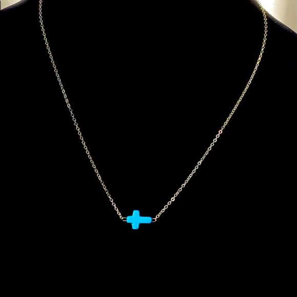 Turquoise Cross Set, Hand made, gold plated - Picture 7 of 12